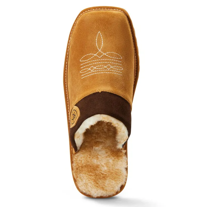 Ariat Silversmith Faux Shearling Square Toe Men's Slippers - Chestnut-4