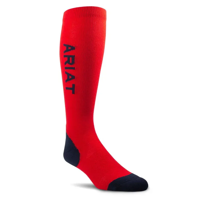 AriatTEK Performance Tall Riding Socks - Red/Navy