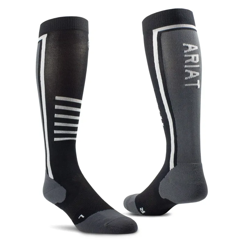 AriatTEK Slimline Performance Tall Riding Socks Black Sleet
