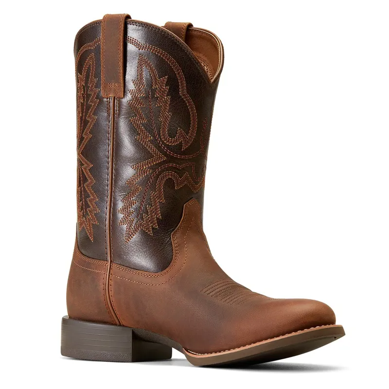 Ariat Sport Stratten Men's Western Boots - Sorrel Crunch/Bitter Brown-2