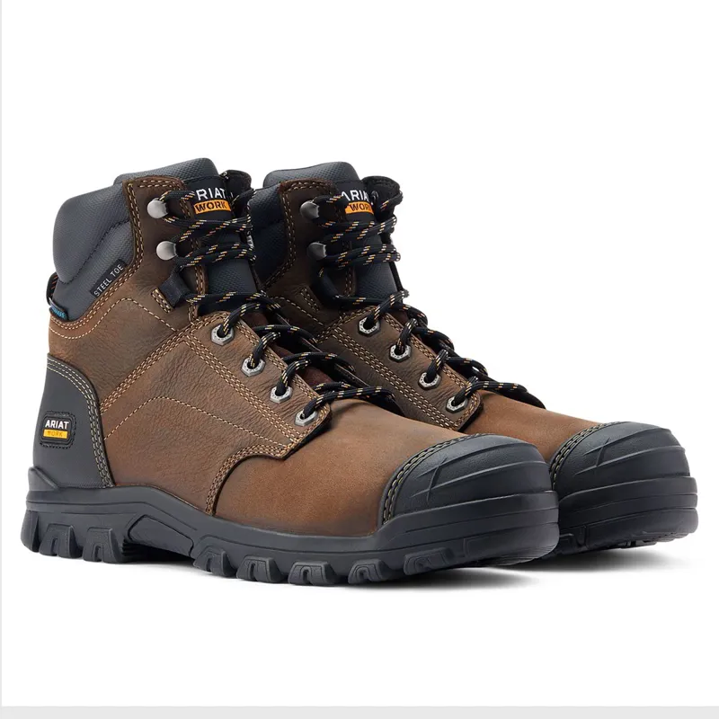 Ariat Treadfast 6in Waterproof Steel Toe Men's Work Boots - Brown-1