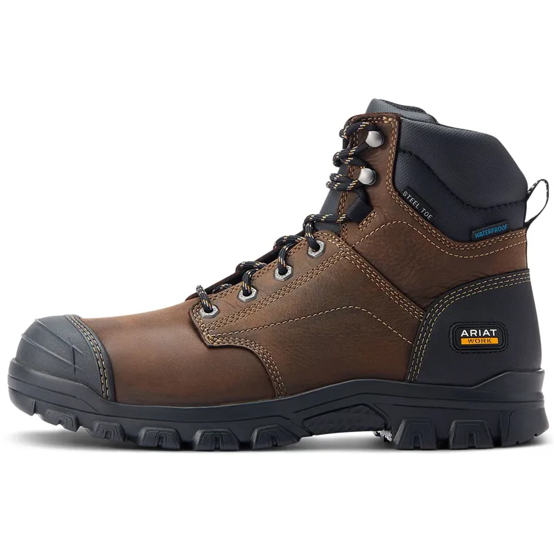 Ariat Treadfast 6in Waterproof Steel Toe Men's Work Boots - Brown-3