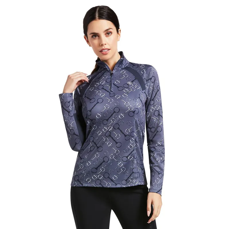 Ariat Sunstopper 2.0 Womens Base Layer Top - Charcoal Bit Print