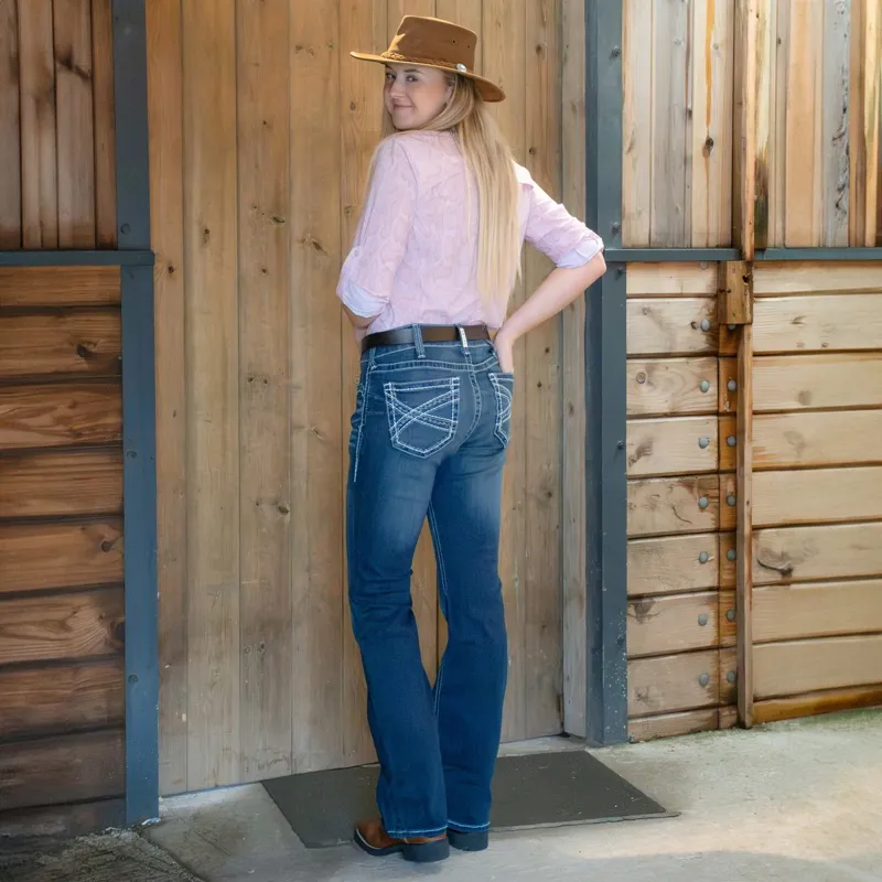 Ariat R.E.A.L. Mid Rise Entwined Womens Boot Cut Jeans - Marine-3