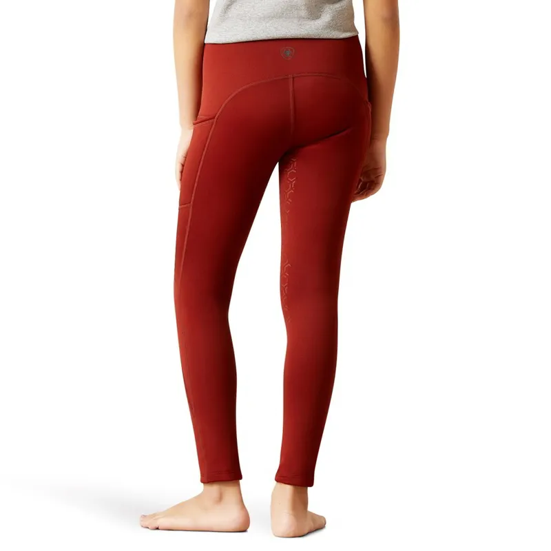Ariat Venture Thermal Half Grip Junior Riding Tights - Fired Brick-1