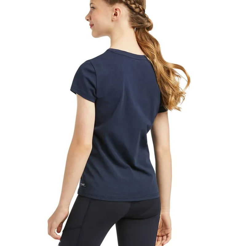 Ariat Vertical Logo Youth Tee - V1 Navy/Red - X-Small-2