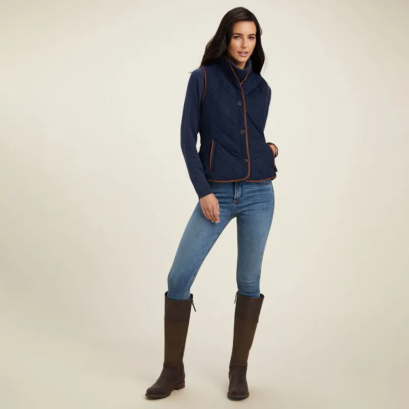 Ariat Country Woodside 2.0 Womens Quilted Vest - Navy-1