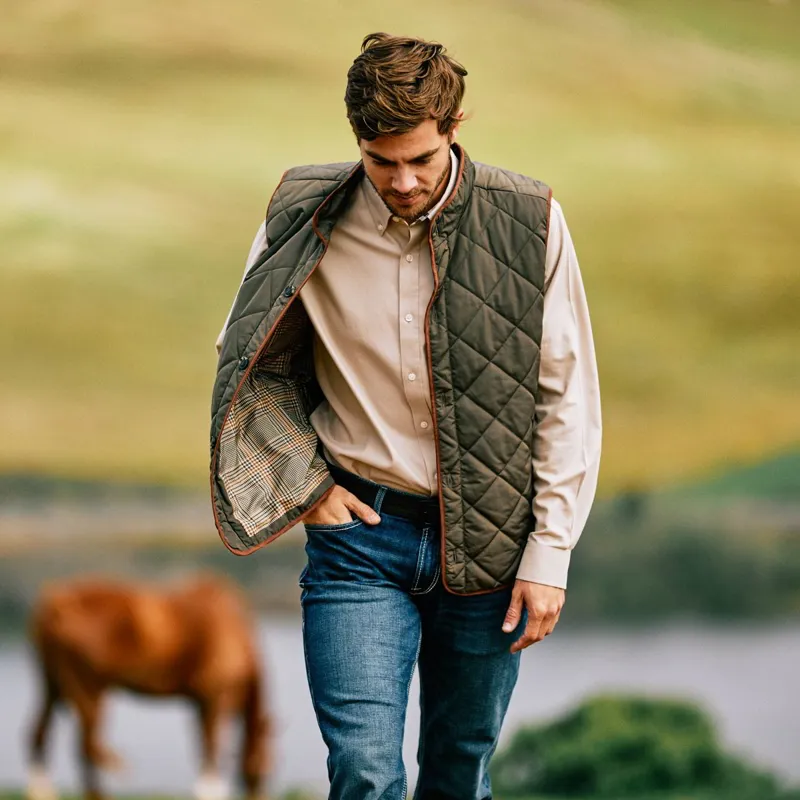 Ariat Country Woodside Mens Quilted Vest - Earth-6