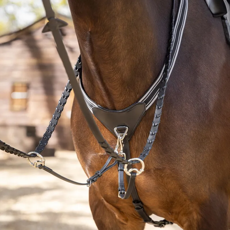 LeMieux Arika Elastic Breastplate - Black/Silver-1