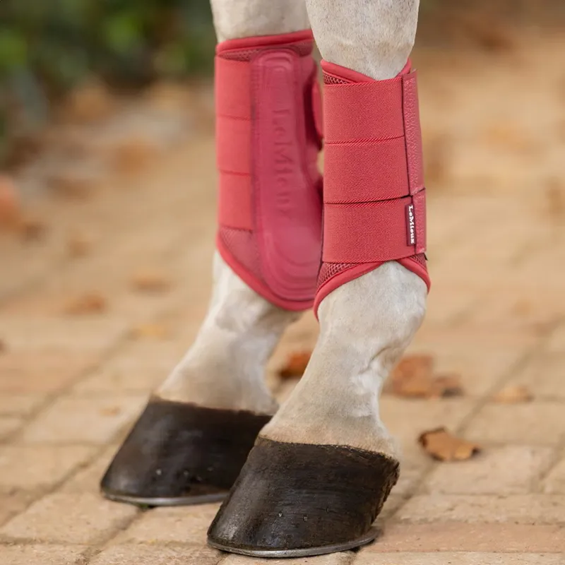 LeMieux Arika Mesh Brushing Boots - Cranberry-2