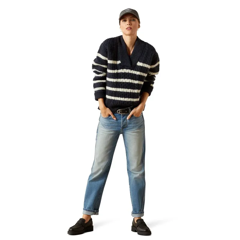 Ariat Country Arley Women's Sweater - Navy/Cream Stripe-4