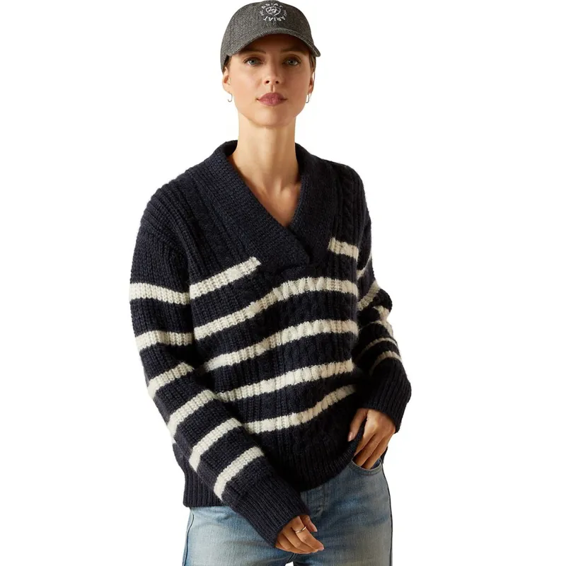 Ariat Country Arley Women's Sweater - Navy/Cream Stripe