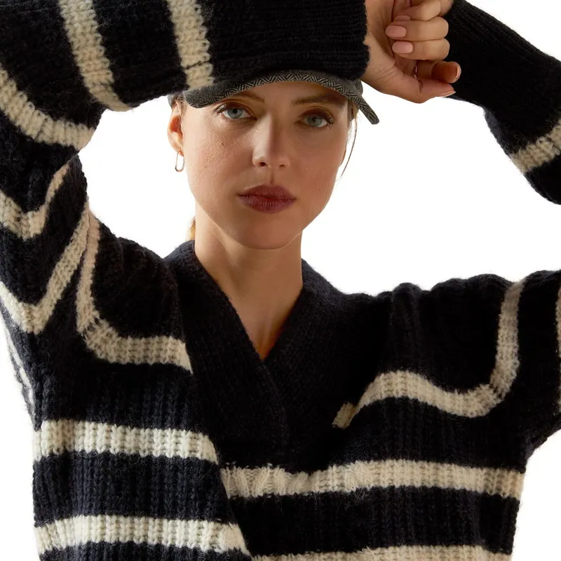 Ariat Country Arley Women's Sweater - Navy/Cream Stripe-2