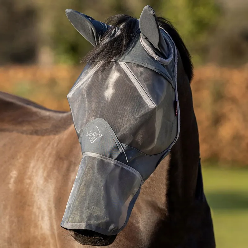 LeMieux ArmourShield Pro Ears and Nose Full Fly Mask - Gray