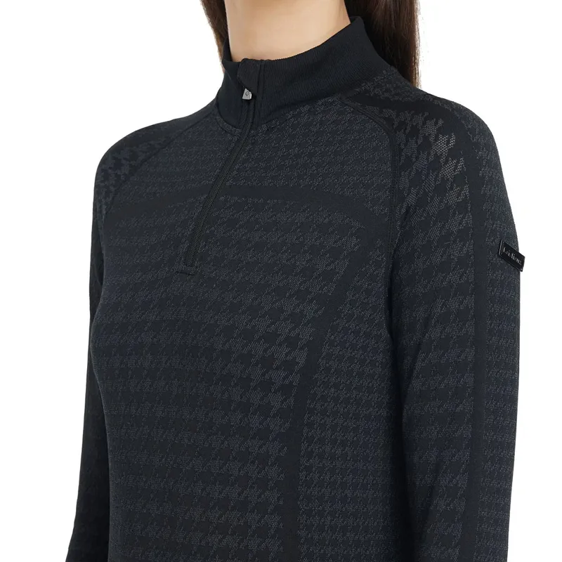 LeMieux Aspen Women's Quarter Zip Top - Houndstooth/Grey-8