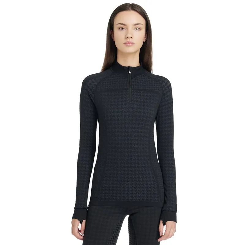 LeMieux Aspen Women's Quarter Zip Top - Houndstooth/Grey