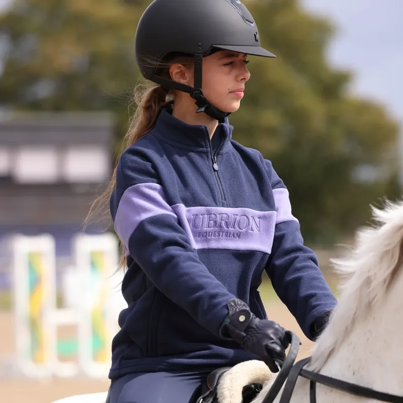 Aubrion Equestrian Junior 1/4 Zip Fleece - Midnight/Heather-1
