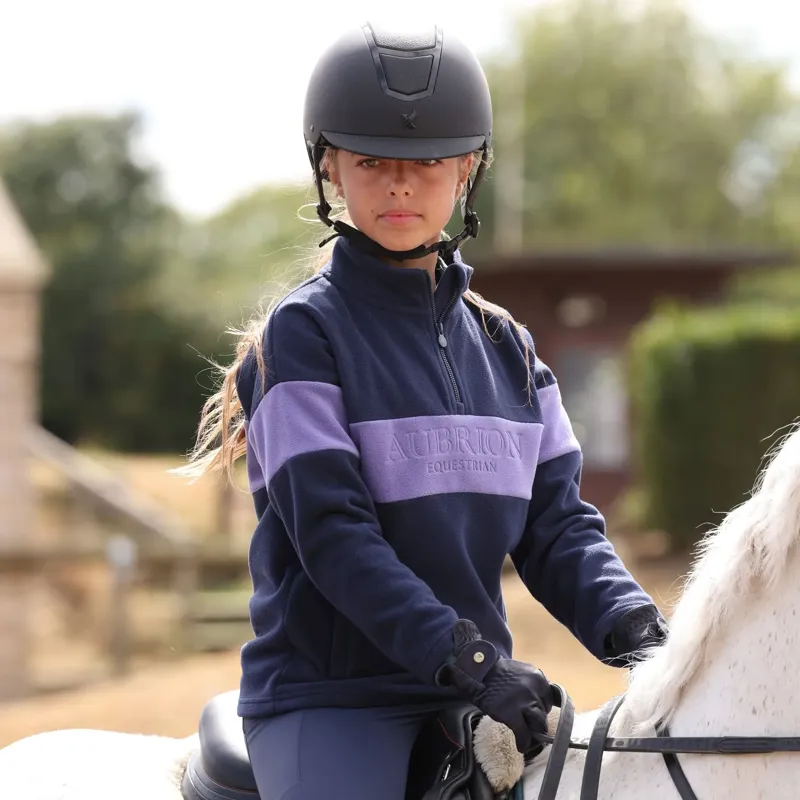 Aubrion Equestrian Junior 1/4 Zip Fleece - Midnight/Heather