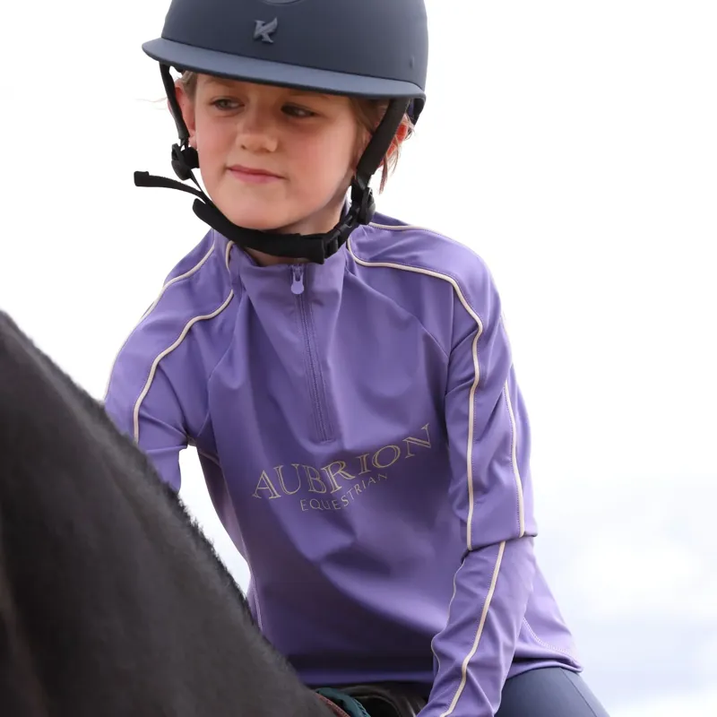 Aubrion Equestrian Junior Long Sleeve Base Layer - Heather-1