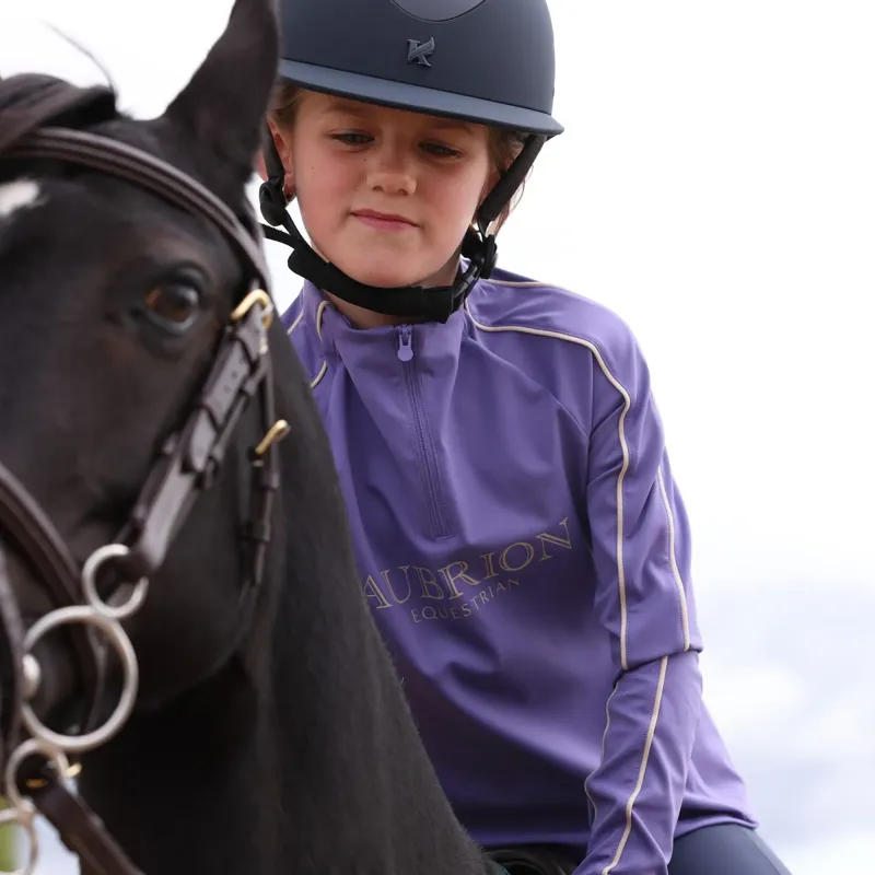 Aubrion Equestrian Junior Long Sleeve Base Layer - Heather-2