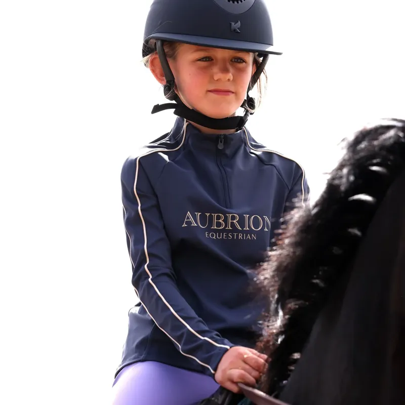 Aubrion Equestrian Young Rider Long Sleeve Base Layer - Midnight-2