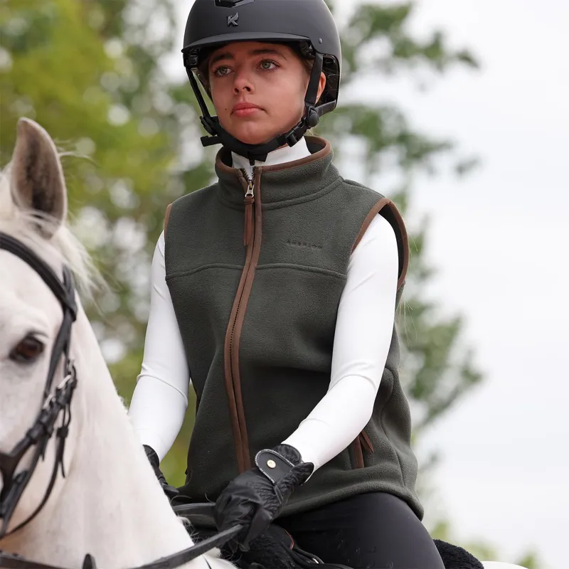 Aubrion Core Young Rider Fleece Vest - Green-2