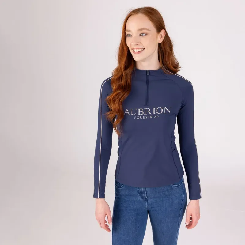 Aubrion Equestrian Women's Long Sleeve Base Layer - Midnight-1