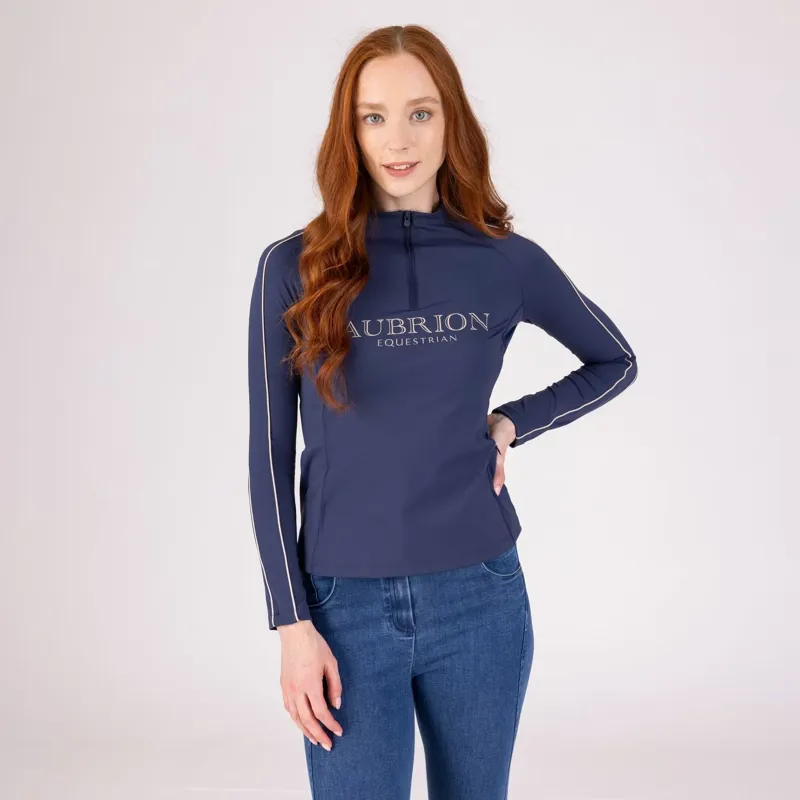 Aubrion Equestrian Women's Long Sleeve Base Layer - Midnight-2
