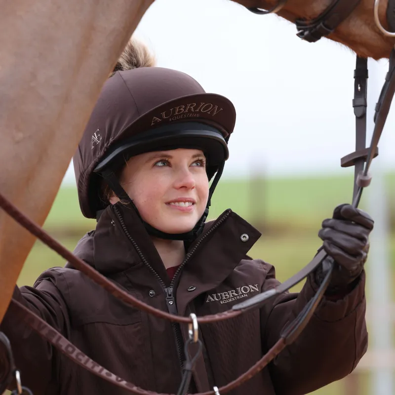 Aubrion Equestrian Helmet Cover - Espresso-5