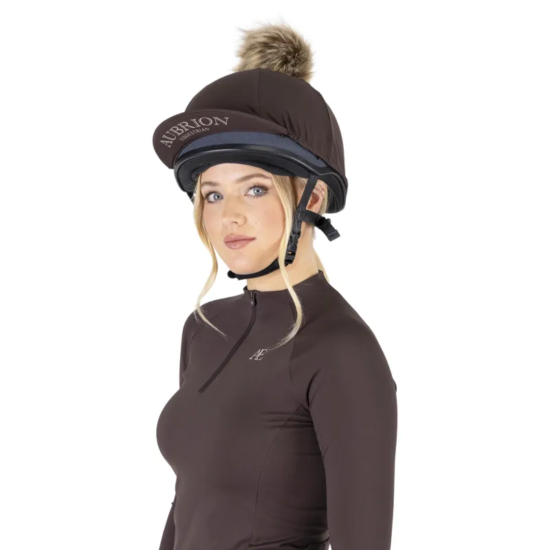 Aubrion Equestrian Helmet Cover - Espresso-8