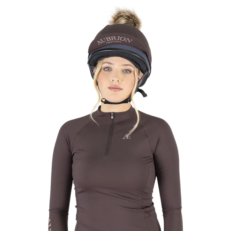Aubrion Equestrian Helmet Cover - Espresso-1