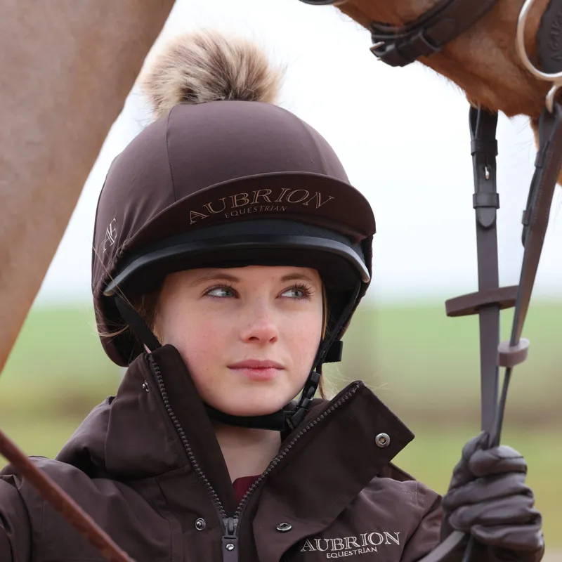 Aubrion Equestrian Helmet Cover - Espresso-4