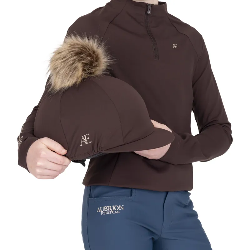 Aubrion Equestrian Helmet Cover - Espresso-10