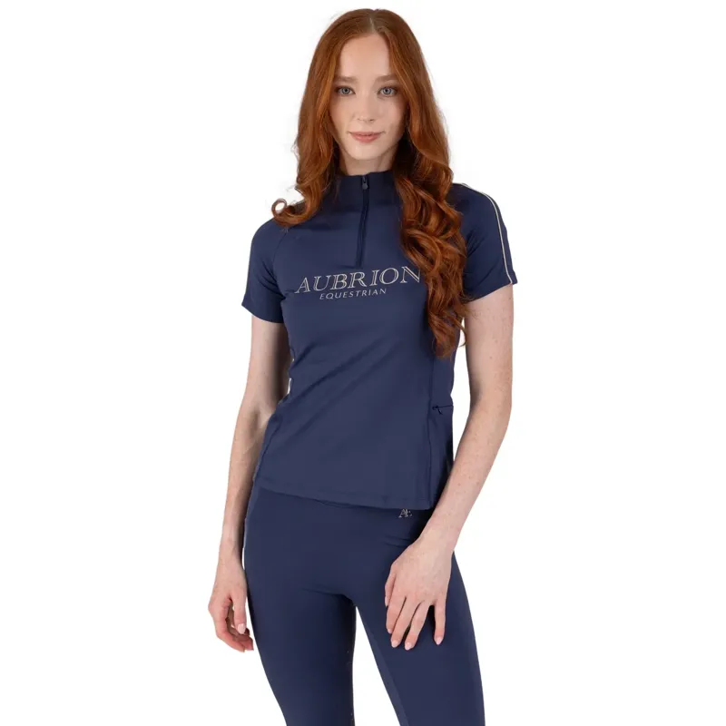 Aubrion Equestrian Women's Short Sleeve Base Layer - Midnight-1
