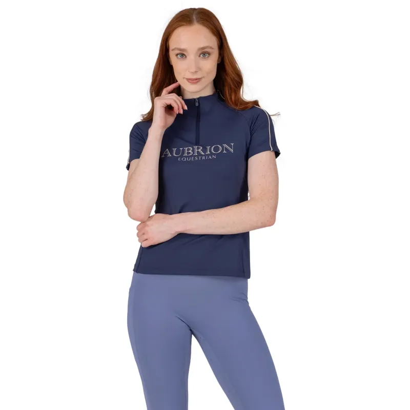 Aubrion Equestrian Women's Short Sleeve Base Layer - Midnight-2