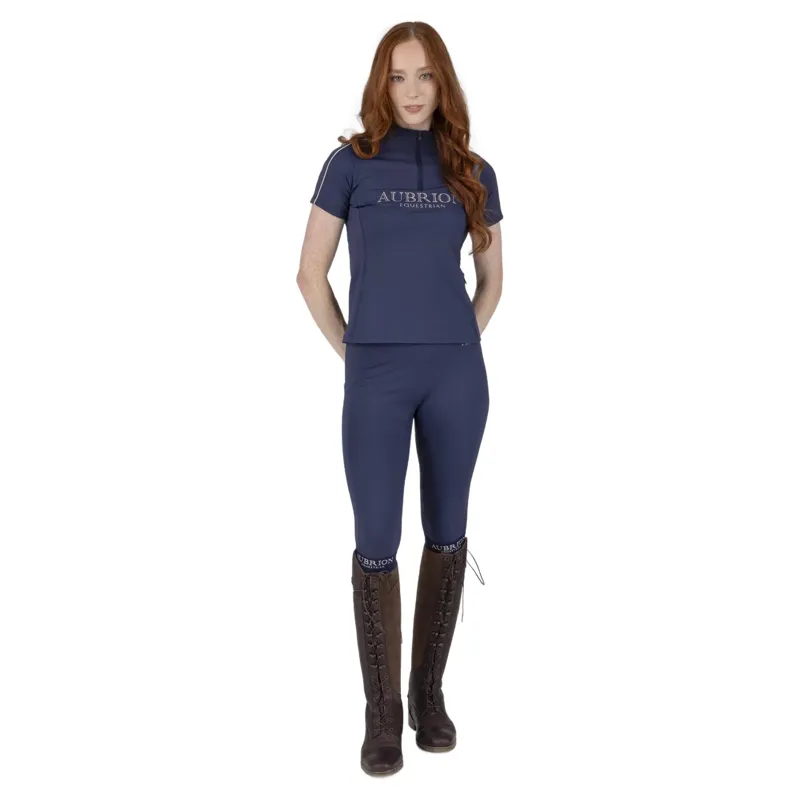 Aubrion Equestrian Women's Short Sleeve Base Layer - Midnight-3
