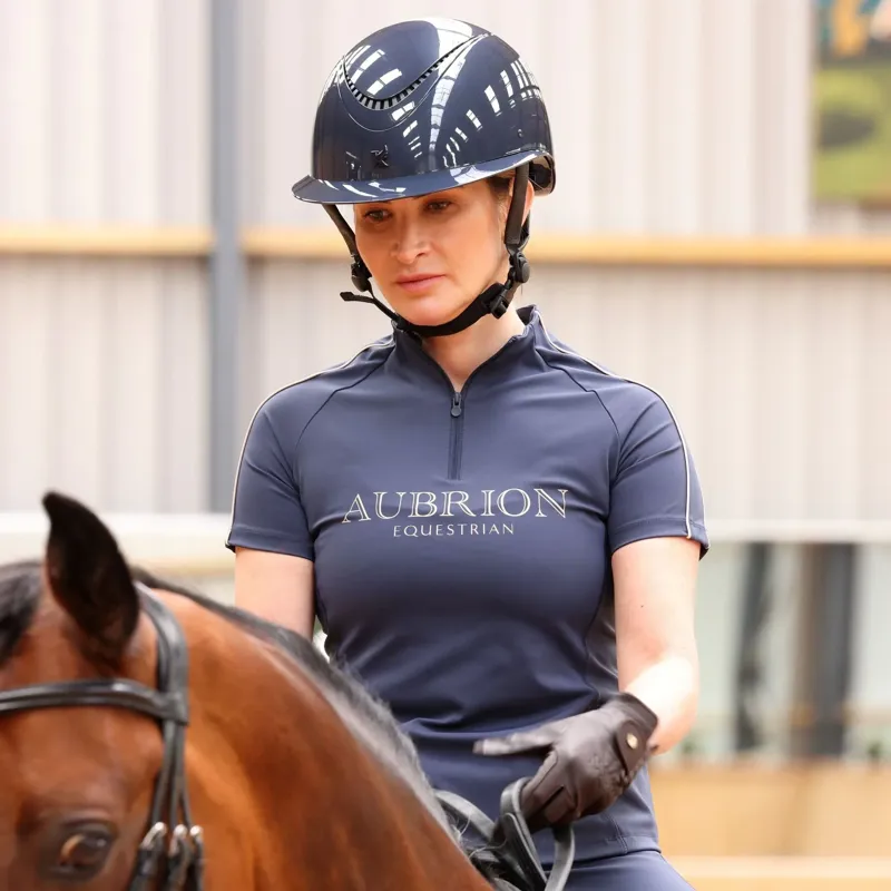 Aubrion Equestrian Women's Short Sleeve Base Layer - Midnight-7