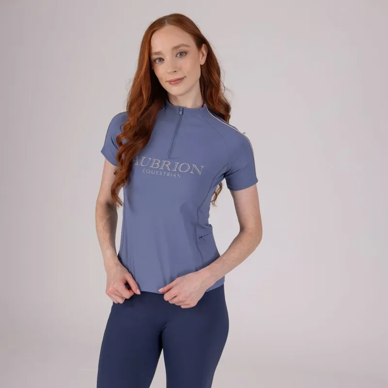 Aubrion Equestrian Womens Short Sleeve Base Layer - Storm-1