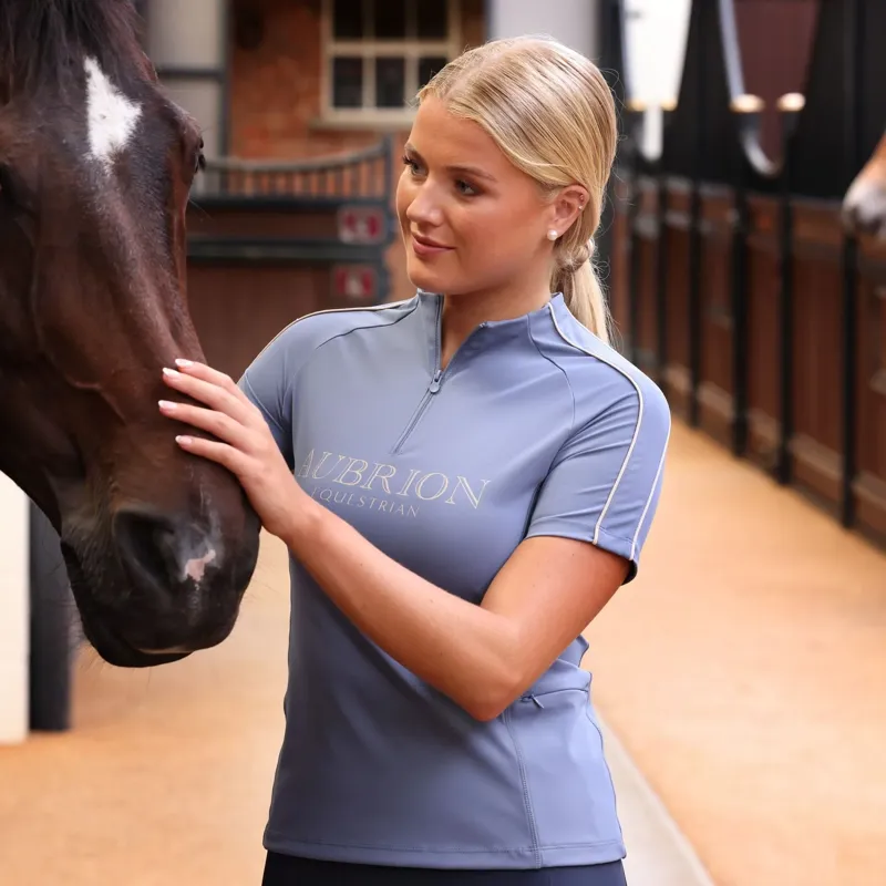 Aubrion Equestrian Womens Short Sleeve Base Layer - Storm-5