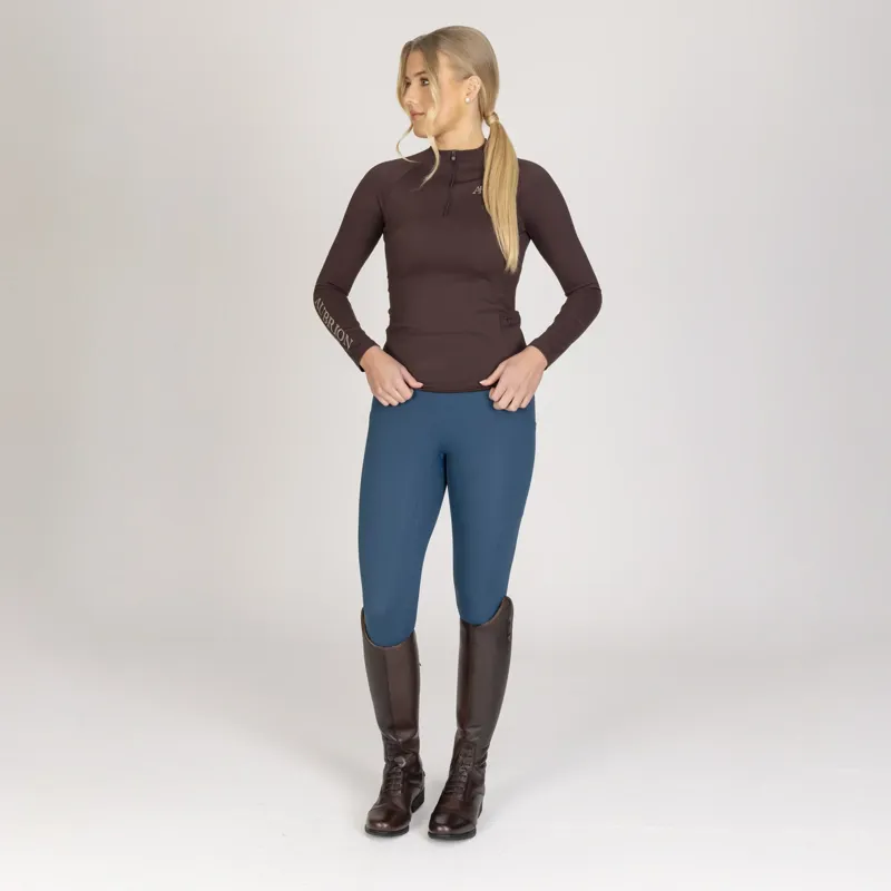 Aubrion Equestrian Winter Long Sleeve Women's Base Layer - Espresso-8