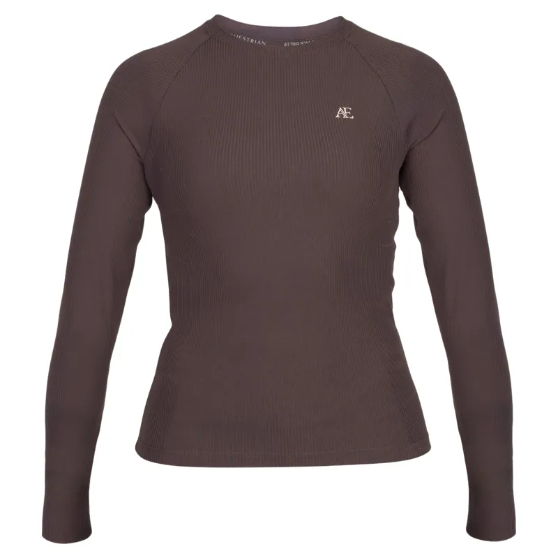 Aubrion Equestrian Winter Long Sleeve Women's Base Layer - Espresso-4