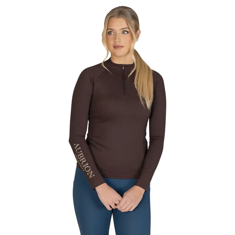 Aubrion Equestrian Winter Long Sleeve Women's Base Layer - Espresso-1