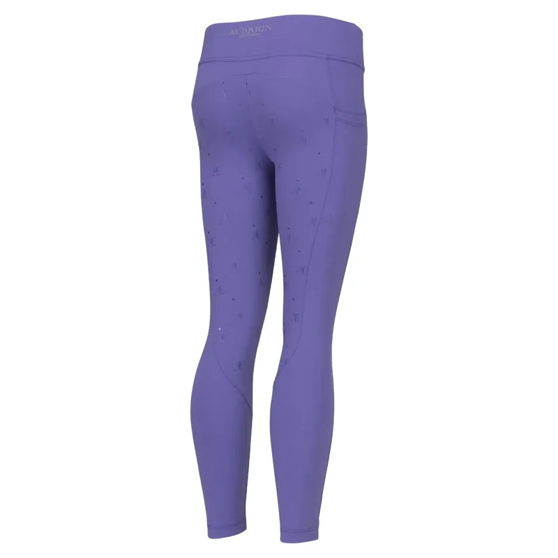 Aubrion Equestrian Junior Full Grip Riding Tights - Heather-1