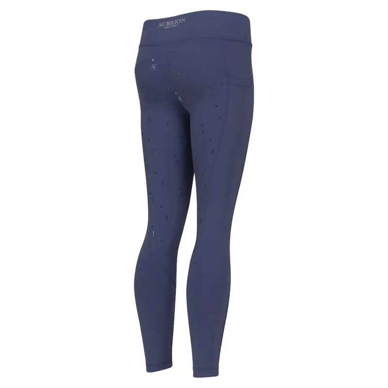 Aubrion Equestrian Young Rider Full Grip Riding Tights - Midnight-2
