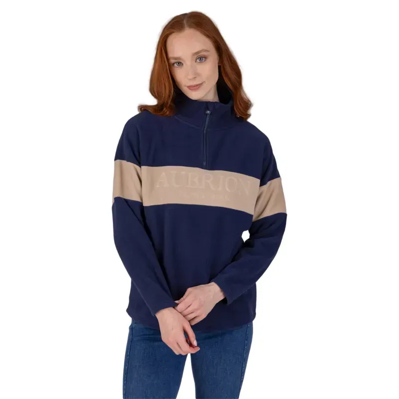 Aubrion Equestrian Women's Polo Fleece - Midnight/Taupe-1