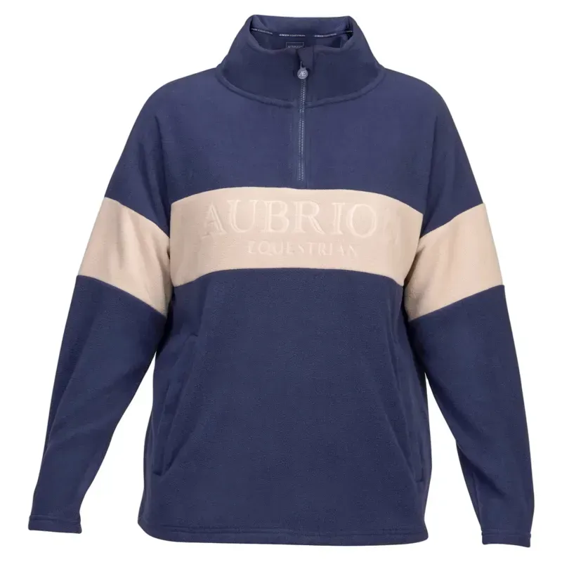 Aubrion Equestrian Women's Polo Fleece - Midnight/Taupe-2