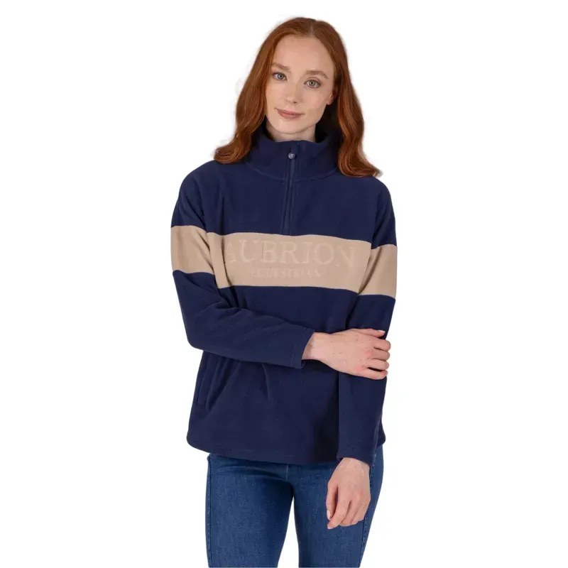 Aubrion Equestrian Women's Polo Fleece - Midnight/Taupe-3