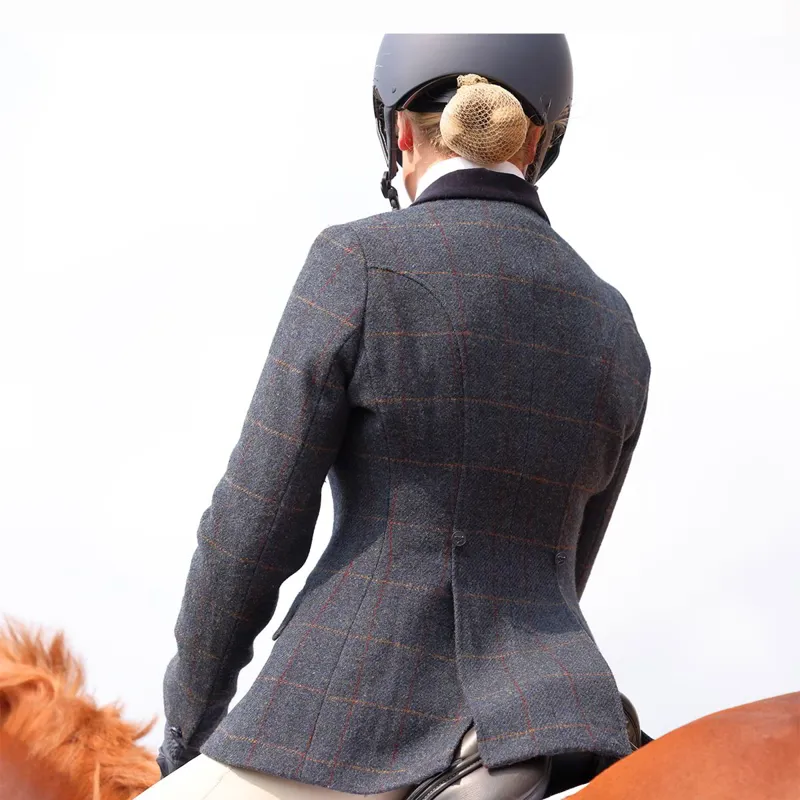 Aubrion Saratoga Women's Tweed Show Jacket - Juniper/Navy Check-9