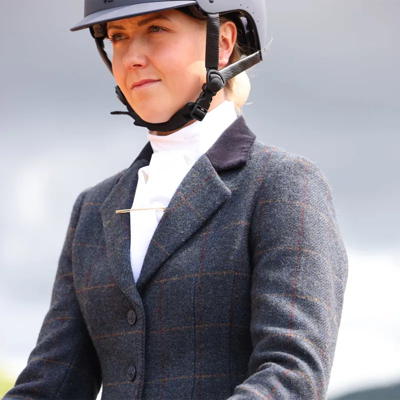 Aubrion Saratoga Women's Tweed Show Jacket - Juniper/Navy Check-4