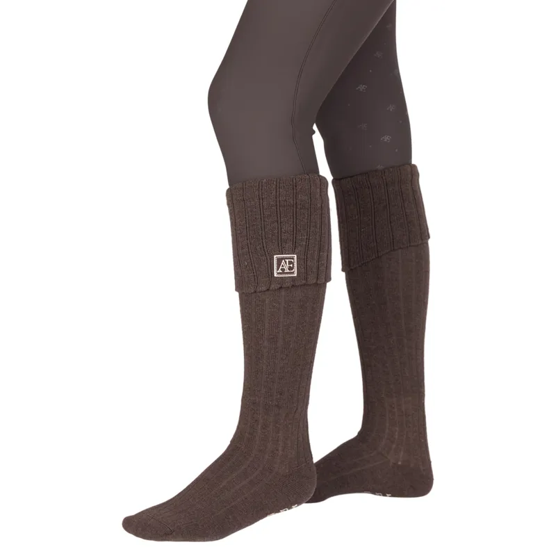 Aubrion Equestrian Women's Knitted Riding Boot Socks - Espresso